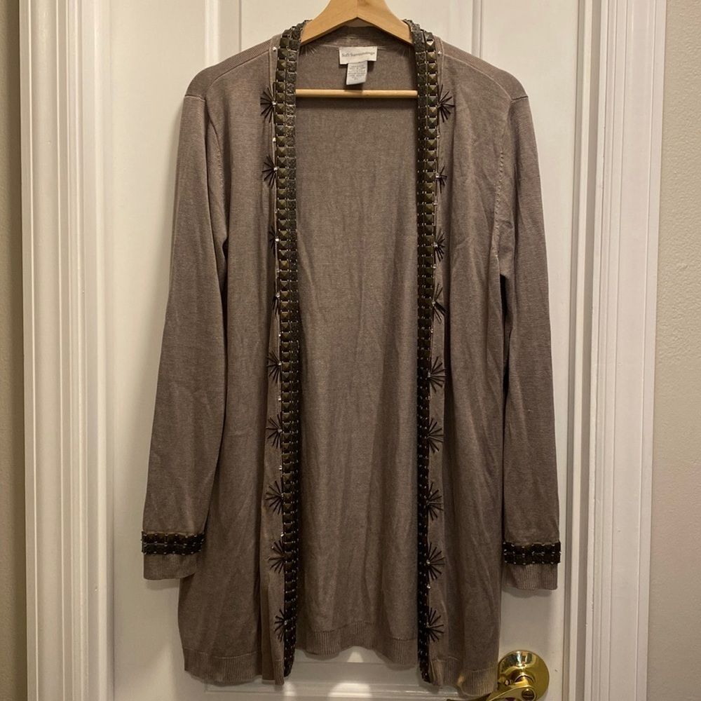 Soft Surroundings beaded trim detail cardigan size PL